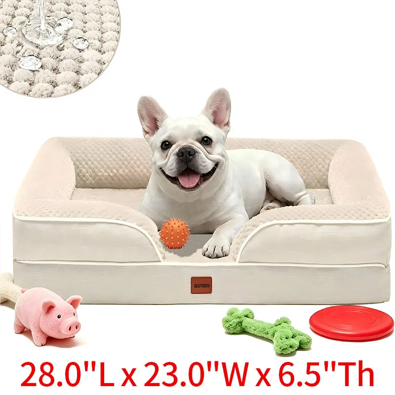 Egg-shaped Memory Foam Four Season Square Waterproof Large Cat / Dog Bed Soft Thickened Pet Sofa Cushion Large / Medium / Small Size with Removable Cover for Easy Washing Non-slip Base Durable and Resistant To Chewing Protect