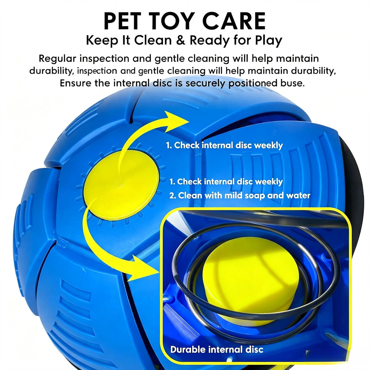 Six-Light Dual-Mode Magical Transforming Pet Bouncy Ball, UFO-Shaped Ball, Durable Dog Interactive Training and Play Toy, Blue and Red