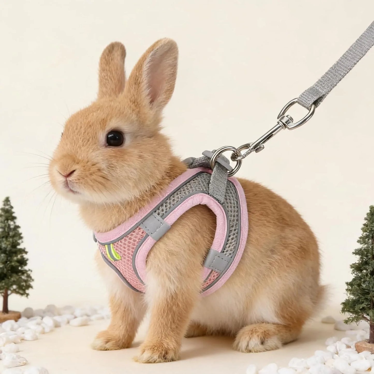 Bunny Harness Leash Set, Escape-Proof Soft Vest For Rabbit, Kitten, Puppy, Guinea Pig Pink And Blue(2PCS)