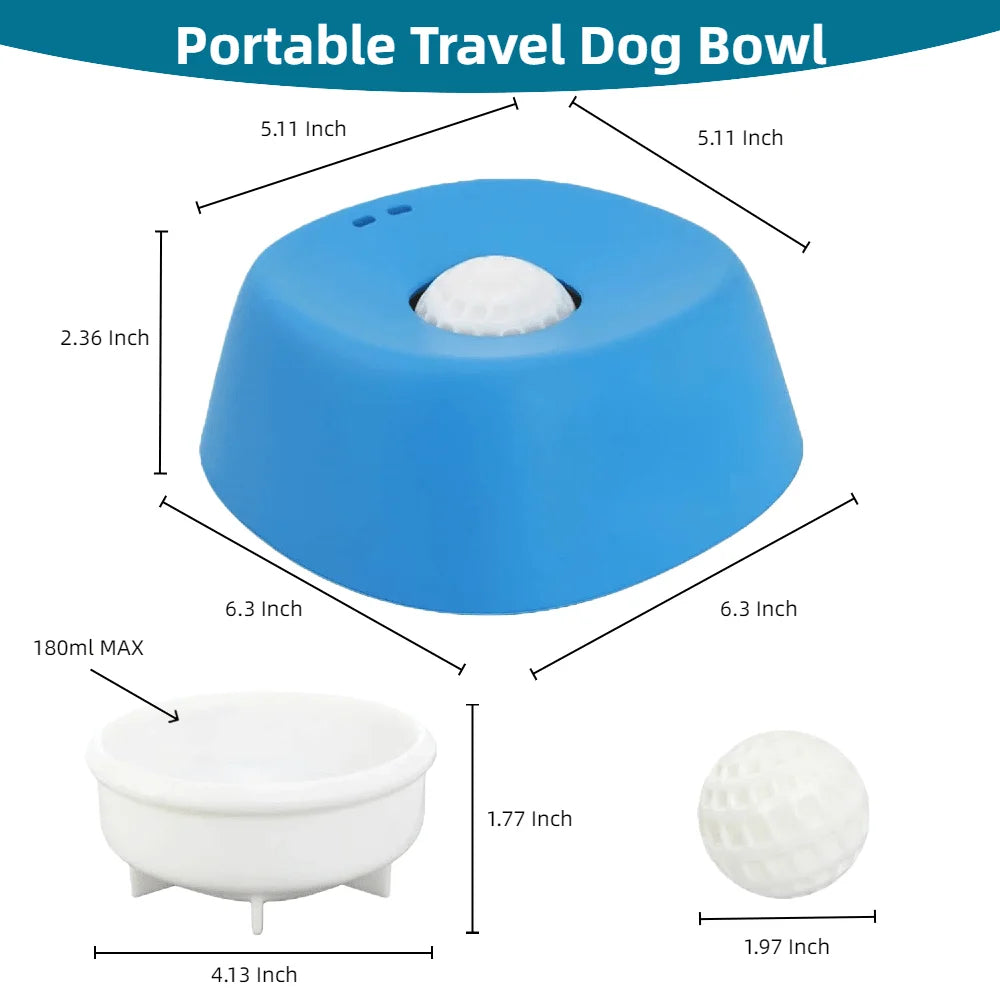 Feeder Dog Bowls For Liquid Treat AntiSlip Bone Broth Dog Lick Bowl Spillproof Dish With Rolling Ball Dog Licking Toy For Large