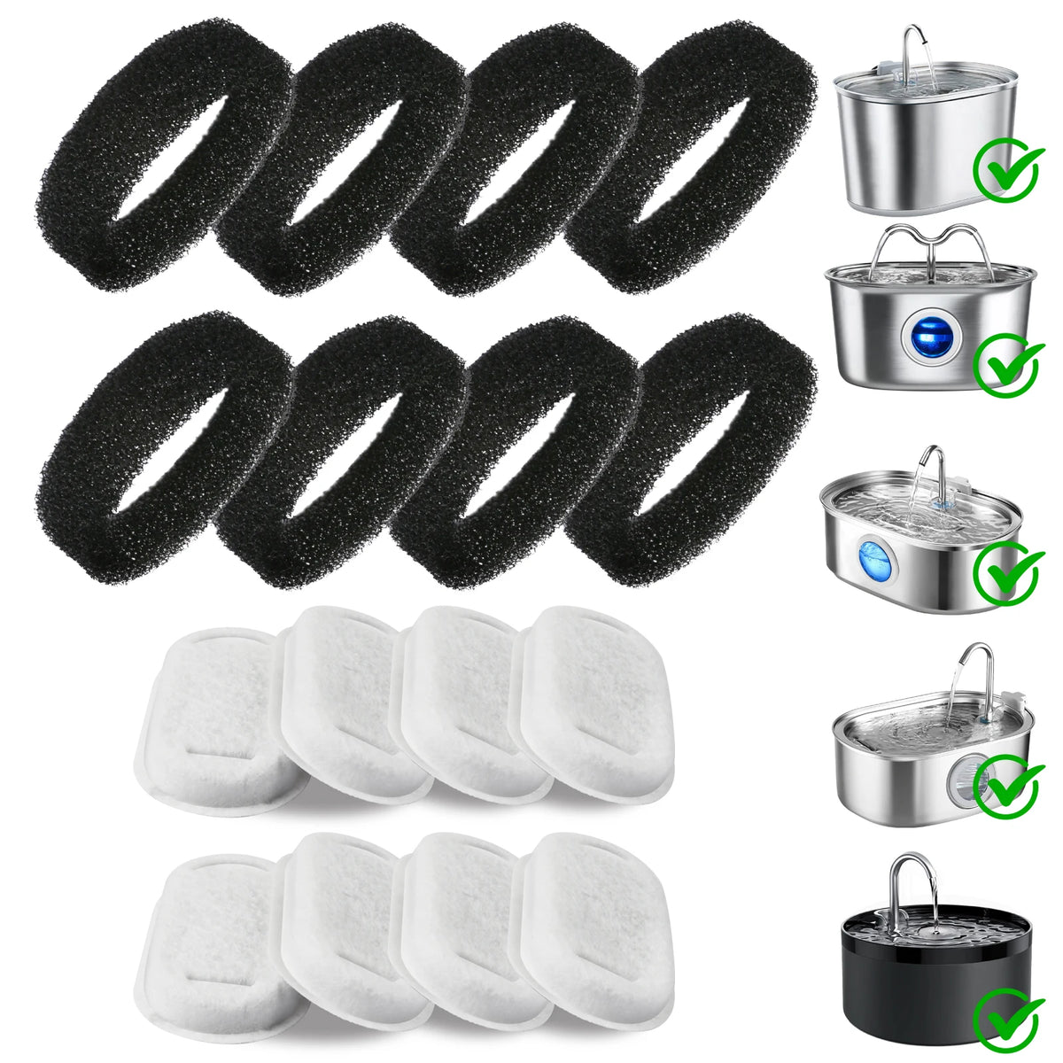 Cat Water Fountain Filters Replacement Activated Carbon Filter for Pet Dog Stainless Steel Water Flow Drinking Dispenser Water Fountain