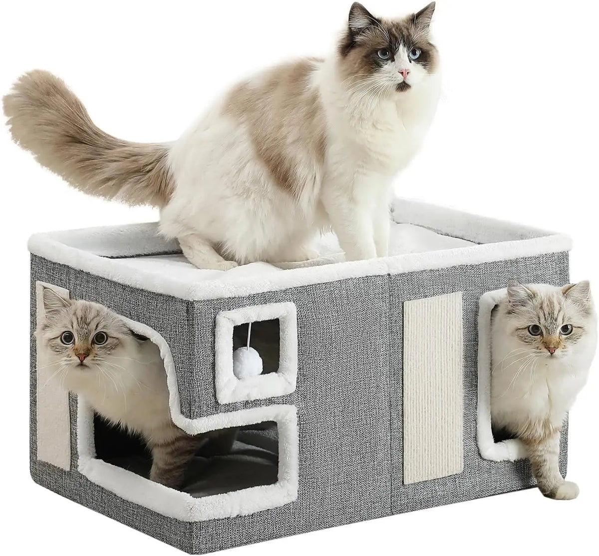 Cat Houses for Indoor Cats, Covered Cat Bed Cave with Scratch Pad