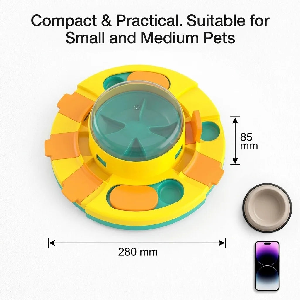 Dog Puzzle Toy, Interactive Slow Feeder for IQ Training and Mental Stimulation, Press & Slide Food Dispenser Disc with Level 1 & 2 Difficulty, Fun Enrichment Toy for Small Medium Large Dogs
