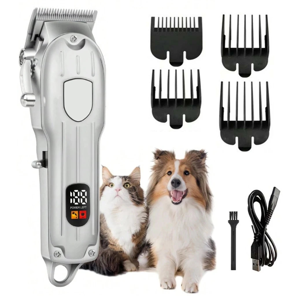 Electric Pet Hair Clipper USB Rechargeable LCD Display Dog Cat Grooming Trimmer Shaver with Guide Combs Kit
