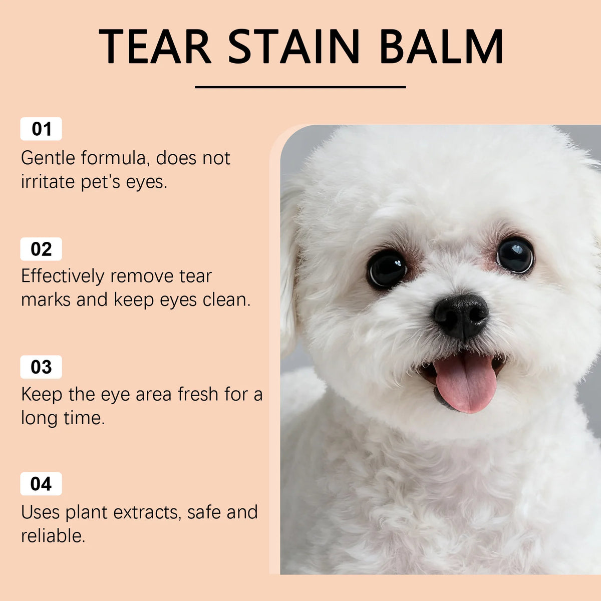 Pet Tear Stain Balm with Brush Dog Cat Eye Perimeter Cleaning Ointment Moisturizing Eye Care Balm