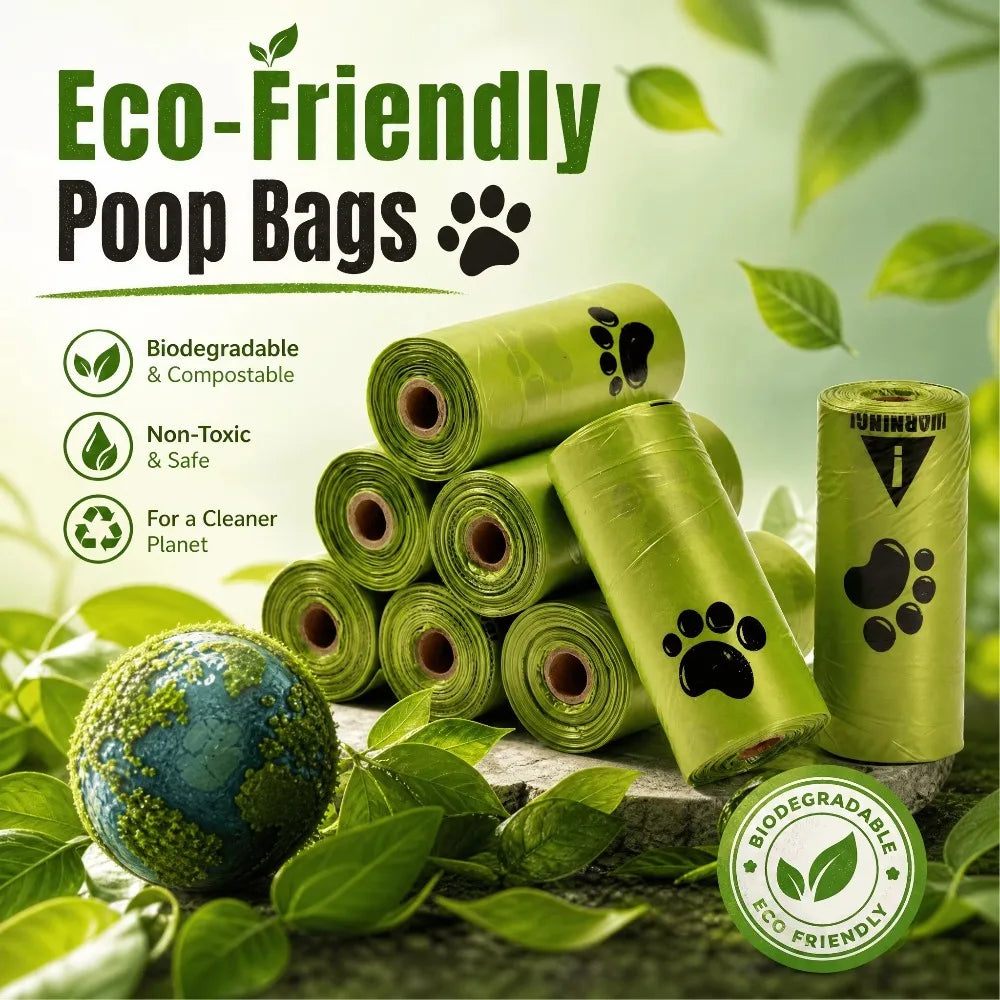 10pcs Biodegradable Dog Poop Bags Eco‑Friendly Compostable Pet Waste Bags Thick Leak‑Proof Puppy Poop Bags For Dog Walking Outdoor Travel