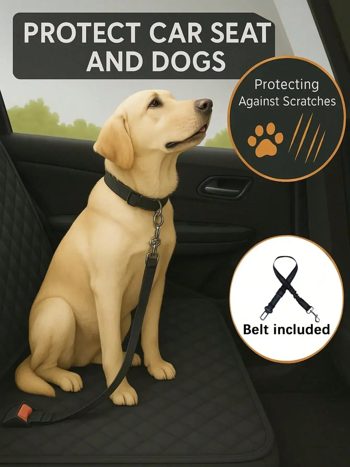 Simple And Stylish Dog Car Seat Cover, Rear Seat Pet Mattress Protection Cover, Waterproof Bench Style Car Seat Cover, Anti Slip Pet Car Bed Dog Hammock, Suitable For Cars SUV, Truck
