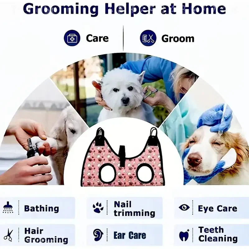 Comfort Grip Pet Grooming Hammock Non‑Electric Polyester Nail Trimming Sling Stress‑Free Grooming Helper For Small Medium Dogs Cats Home Pet Care Use