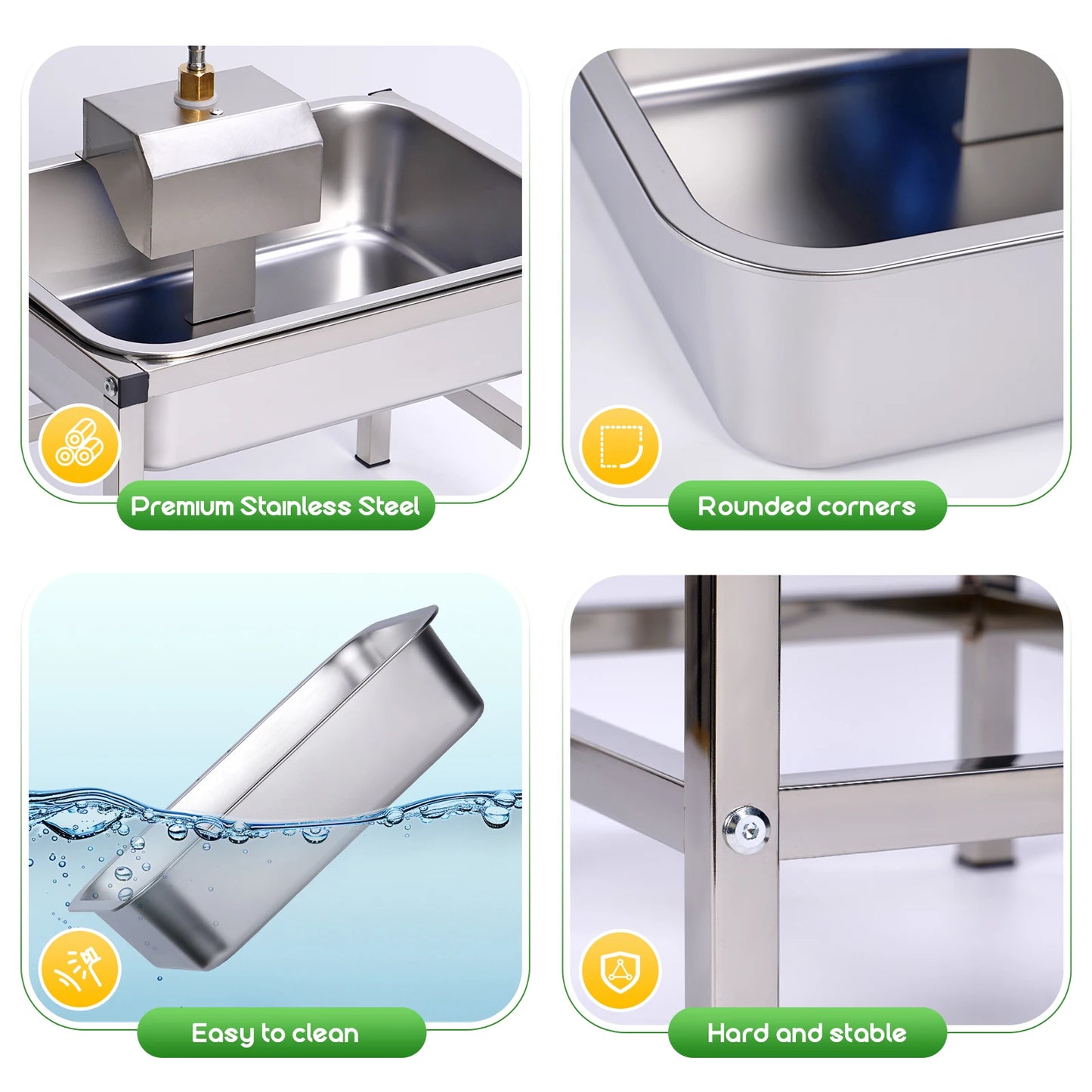 Large Capacity Automatic Elevated Dog Water Bowl With Support - Durable Stainless Steel Raised Dog Bowl with Stand for Large Dogs, Easy to Clean and Assemble for Indoor and Outdoor Use