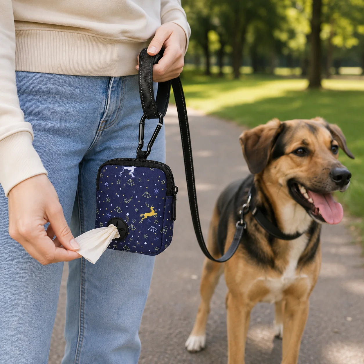 Waterproof Dog Treat Pouch with Training Clicker Poop Bag Holder and Carabiner for Walking