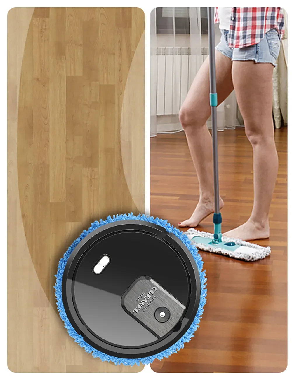 Smart Mopping Machine Wet/Dry Cleaning 645.83ft² Coverage Humidifying Spray USB Rechargeable for Home & Pet Hair Removal