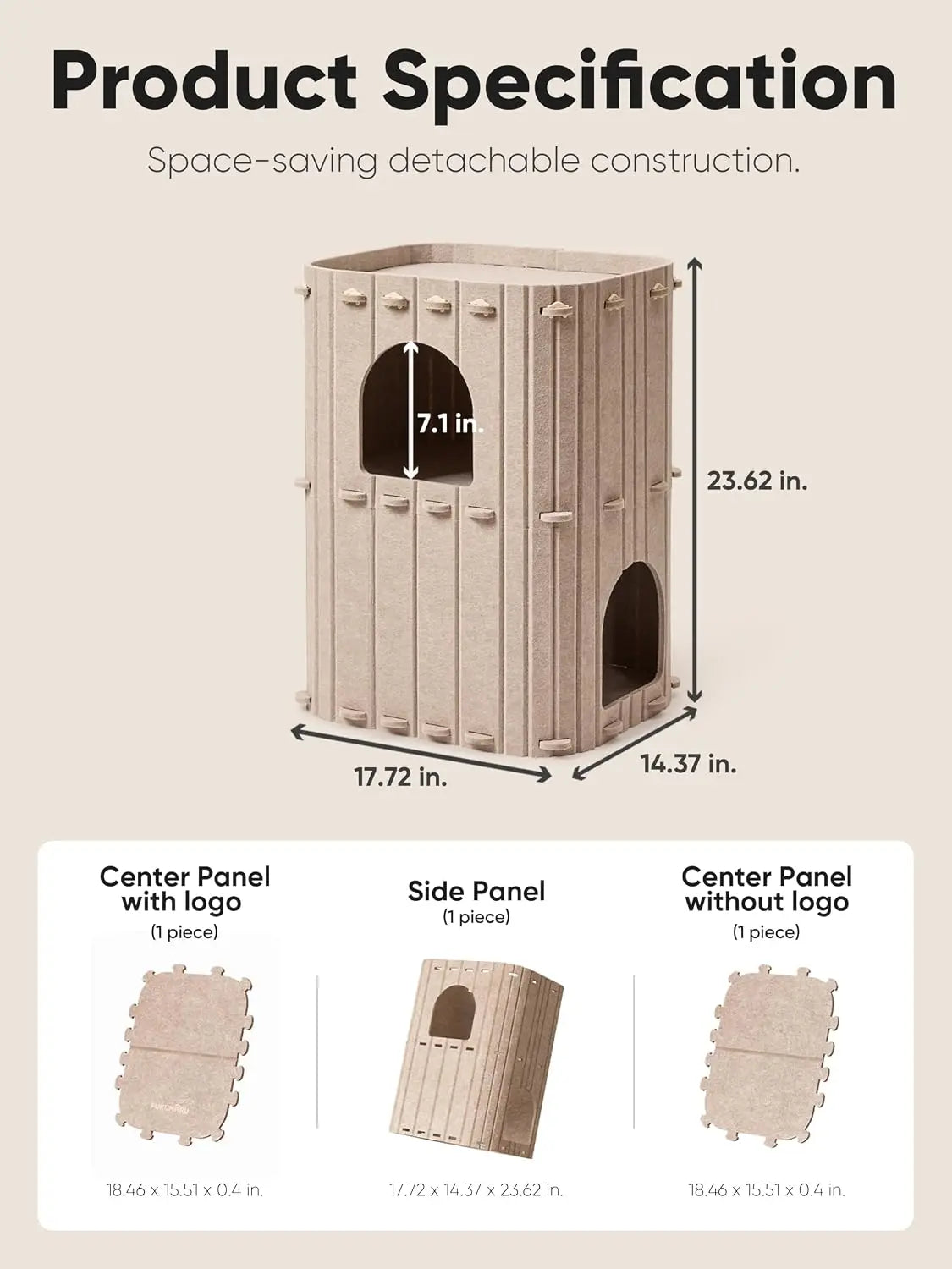 FUKUMARU Cat House for Indoor Cats, Warm Felt Cat Bed, Scratch Resistant