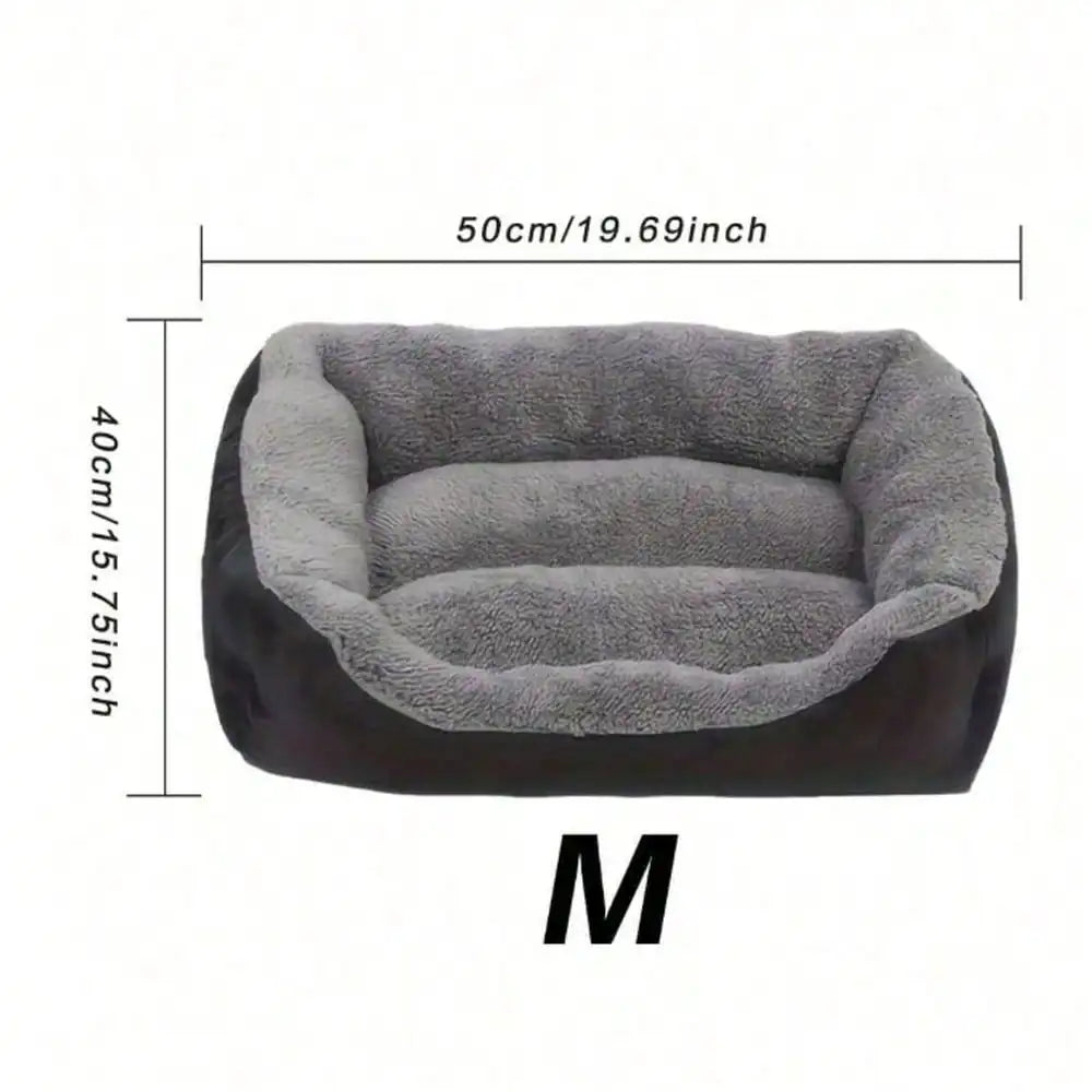 Black Thick Plush Pet Bed Sofa – Ultra Soft Warm Dog & Cat Bed, Non-Slip Rectangular Base, Easy-Clean All-Season Sleeping Couch For Pets – Premium Plush sp260609165019978147439