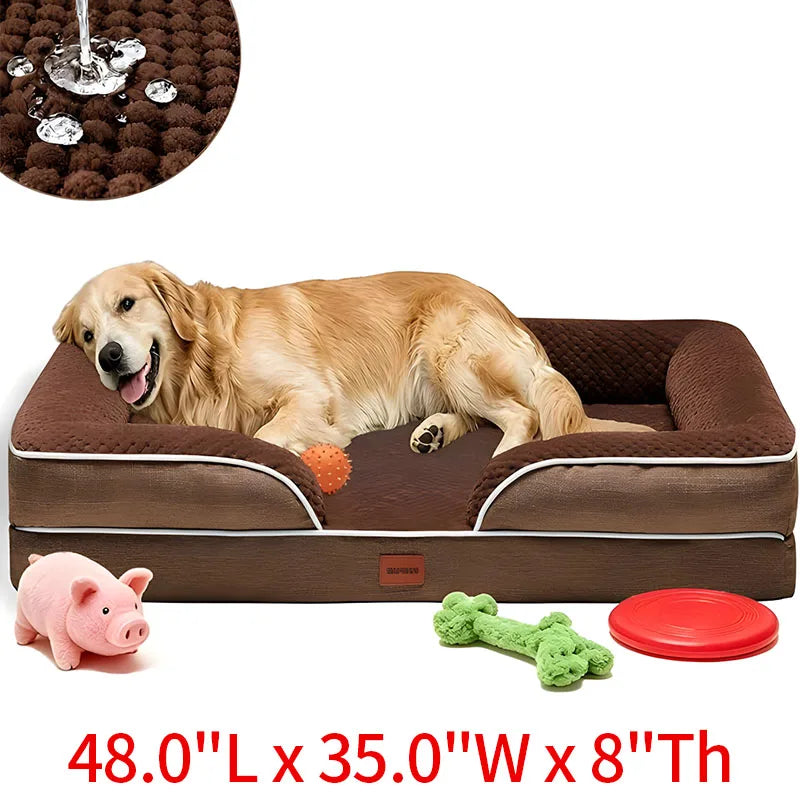 Egg-shaped Memory Foam Four Season Square Waterproof Large Cat / Dog Bed Soft Thickened Pet Sofa Cushion Large / Medium / Small Size with Removable Cover for Easy Washing Non-slip Base Durable and Resistant To Chewing Protect