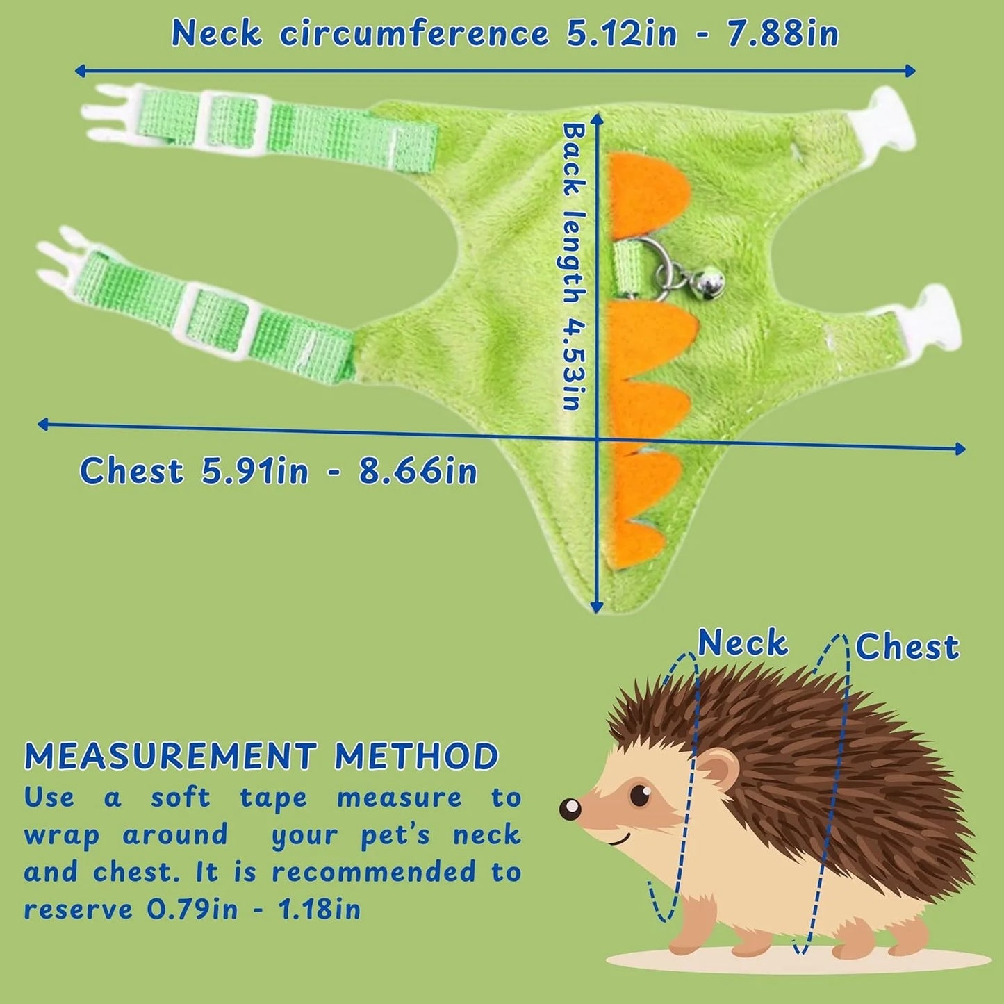 3PCS Dinosaur Small Pet & Set, Ferret Hamster Guinea Pig Rat Harness Leash For Training Play