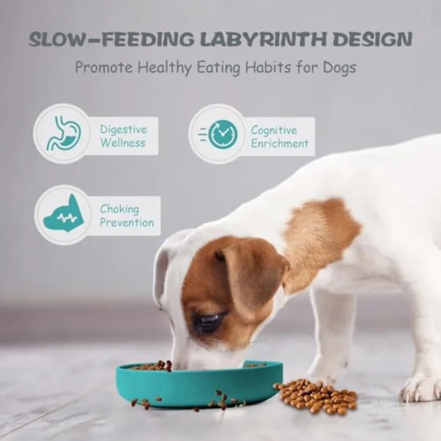 Slow Feeder Dog Bowl for Large and Small Pets, Anti Choking Puzzle Dog Food Lick Mat with Non-Slip Base, Interactive Pet Slow E