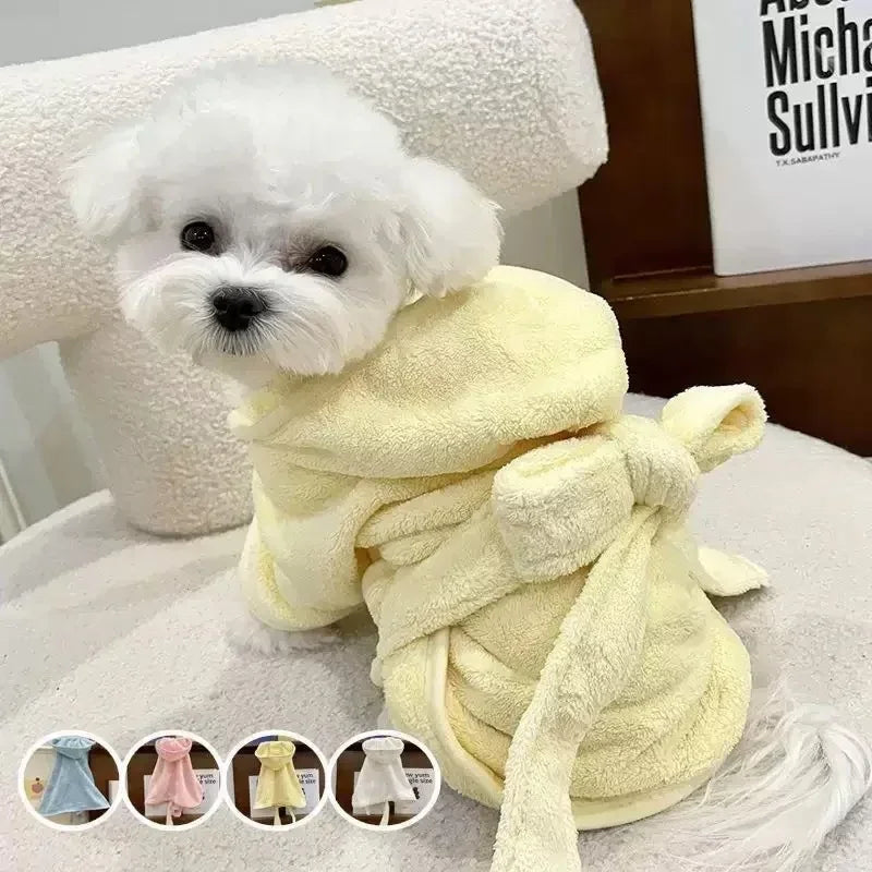 All-Season Quick-Dry Dog & Cat Bathrobe Towel, Thick Absorbent Robe for Teddy Poodle Bichon Schnauzer French Bulldog