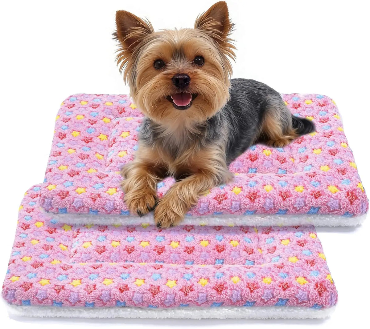 Mora Pets Dog Bed Crate Pad Ultra Soft Pet Bed with Cute Star Print Washable Crate Mat for Large Medium Small Dogs Reversible Fleece Dog Crate Kennel Mat Cat Bed Liner 22-Inch Grey
