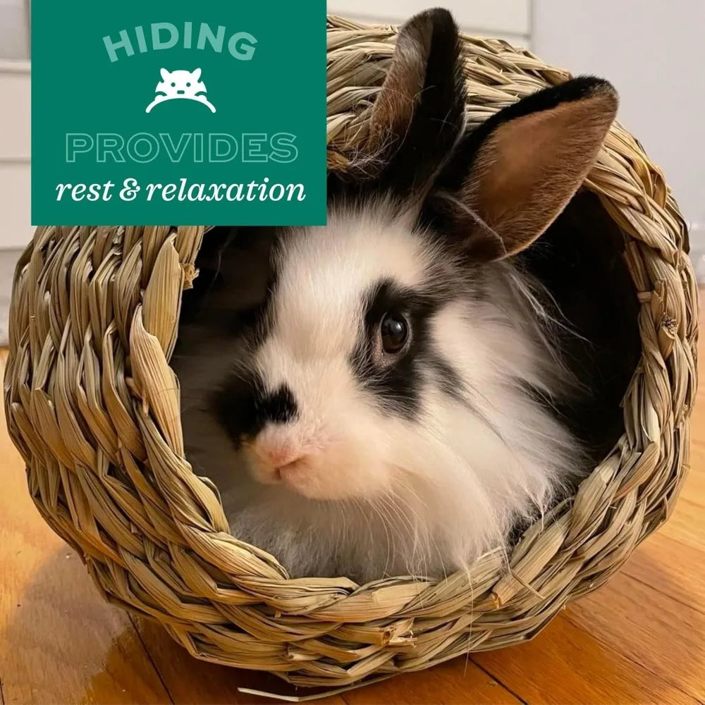 Small Pet Timothy Hay Chew Tunnel, Edible Cage Accessory for Rabbits Guinea Pigs Hamsters for Play and Teeth Maintenance
