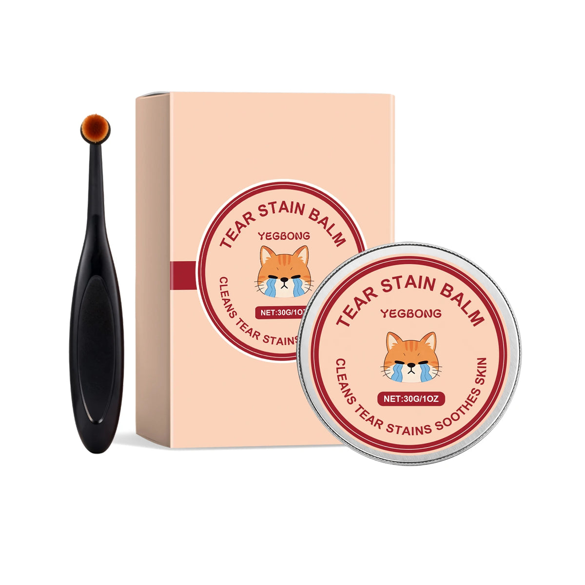 Pet Tear Stain Balm with Brush Dog Cat Eye Perimeter Cleaning Ointment Moisturizing Eye Care Balm