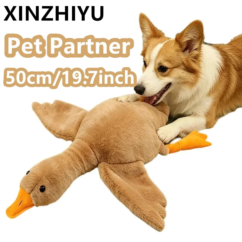 50cm Goose Plush Toy Soft Stuffed Pillow Cats Dogs Relax Pet Companion Anxiety-Relieving Dog Buddy Energy Release Gift for Pets