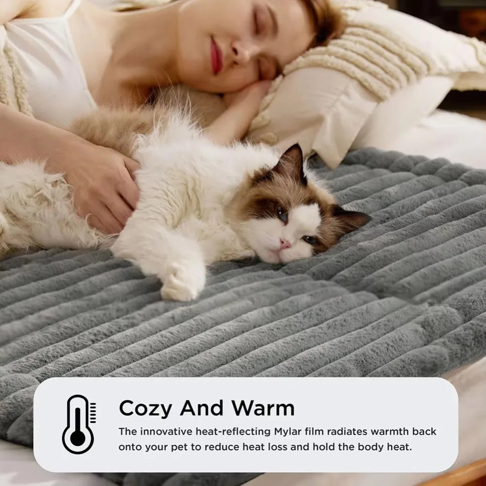 Self-Warming Cat Dog Mat, Ultra Soft Fleece Pet Crate Pad, Washable Cozy Warm Mat for Cats Dogs, Non-Slip Pet Supplies