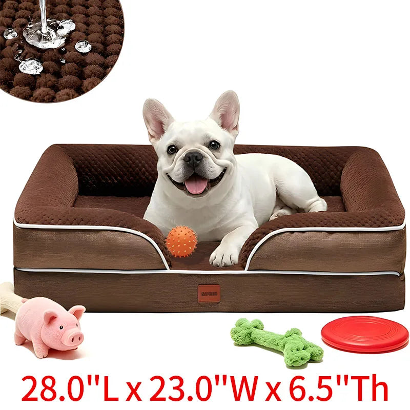 Egg-shaped Memory Foam Four Season Square Waterproof Large Cat / Dog Bed Soft Thickened Pet Sofa Cushion Large / Medium / Small Size with Removable Cover for Easy Washing Non-slip Base Durable and Resistant To Chewing Protect