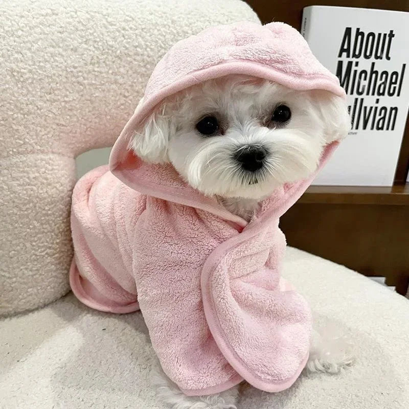 All-Season Quick-Dry Dog & Cat Bathrobe Towel, Thick Absorbent Robe for Teddy Poodle Bichon Schnauzer French Bulldog
