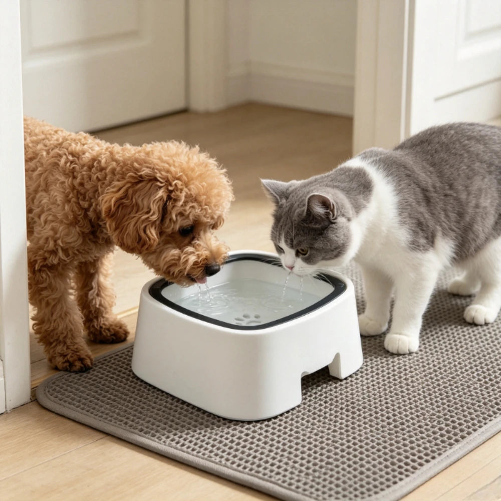 No Spill Pet Water Bowl Floating Insert Dog Cat Water Dispenser No Wet Mouth Beard Anti‑Overflow Splash‑Proof Pet Drinking Bowl for Small Medium Large Pets