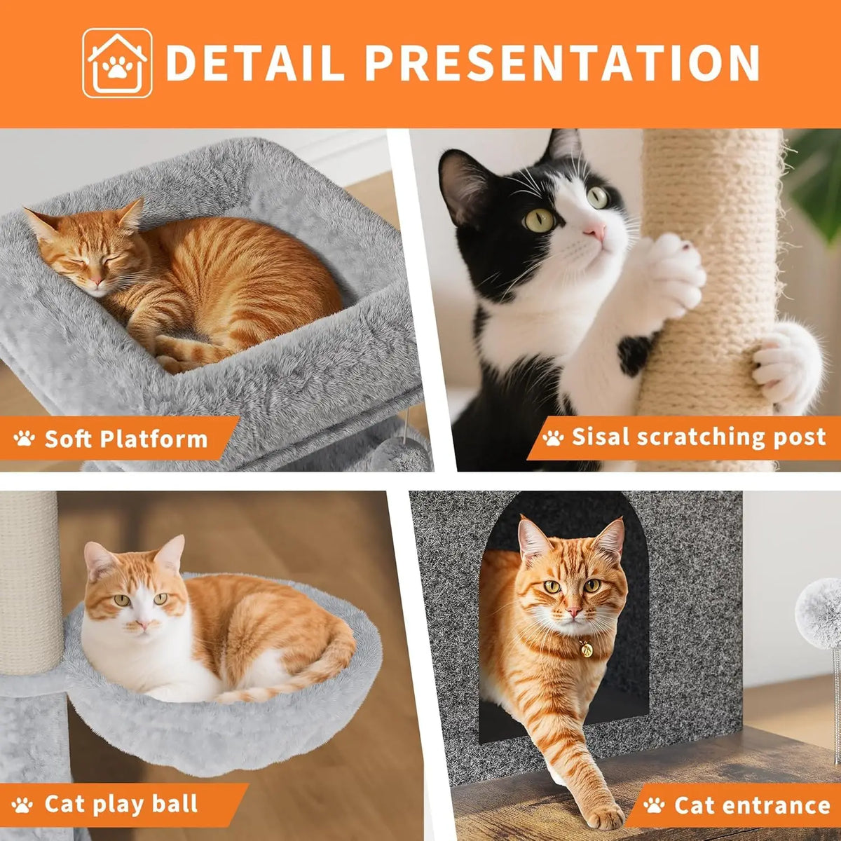 Cat Tree with Litter Box Enclosure Large, Multilevel Cat Play House with Large Condo, Spacious Hammock, Cozy Top Perch,Scratching Post and Dangling Balls,Wooden Cat Furniture for Indoor Cats,Brown