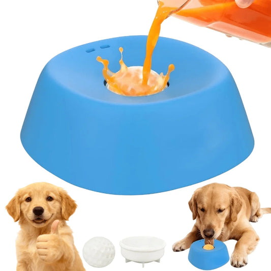 Feeder Dog Bowls For Liquid Treat AntiSlip Bone Broth Dog Lick Bowl Spillproof Dish With Rolling Ball Dog Licking Toy For Large