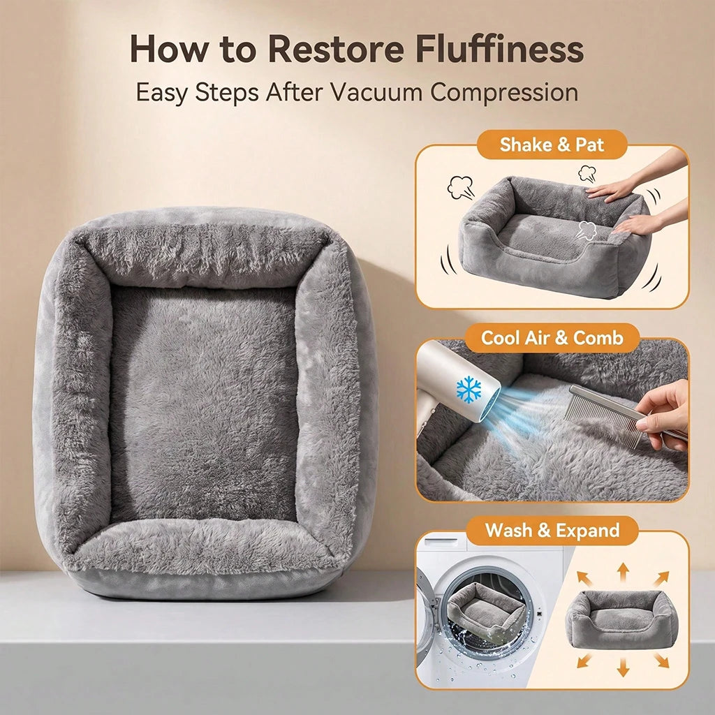 Pet Bed Winter Warm Plush, Soft Fluffy Dog Sofa with Raised Edges, Orthopedic Puppy Sleeping Mat for Small Medium Large Pet