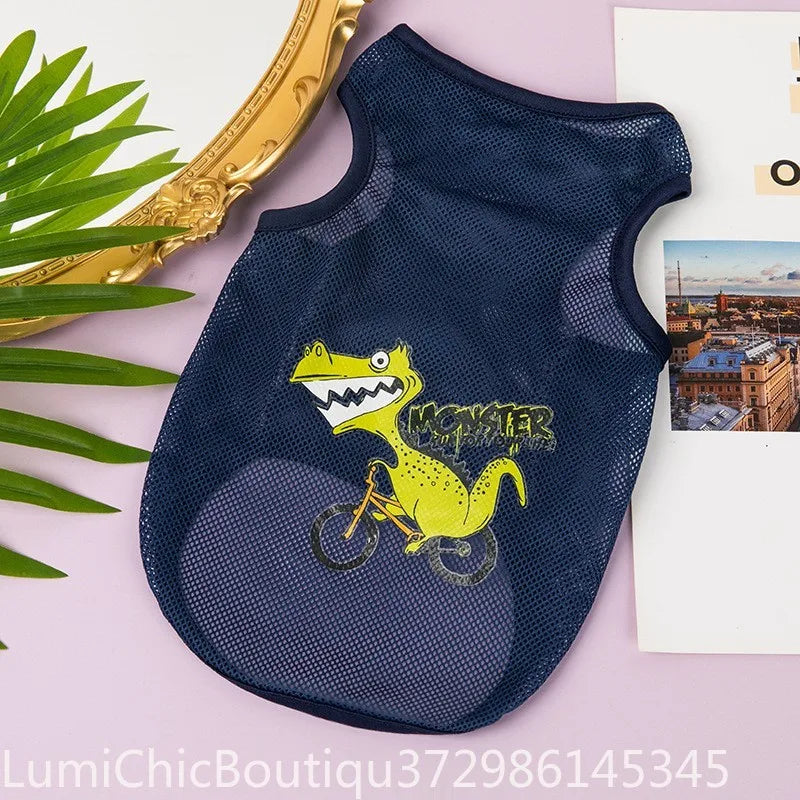 Lightweight Mesh Cooling Dog Shirt Sleeveless Sun‑Protection Breathable Pet Vest For Small Boy Dogs Cats Summer Outdoor Pet Supply