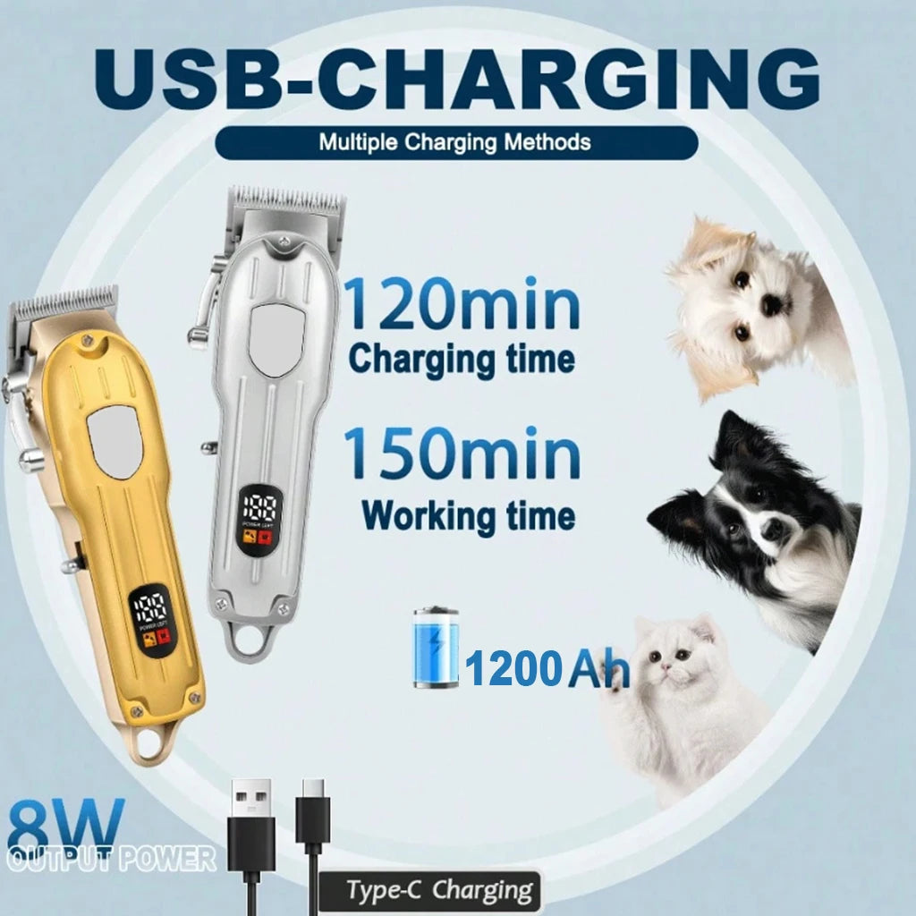 Electric Pet Hair Clipper USB Rechargeable LCD Display Dog Cat Grooming Trimmer Shaver with Guide Combs Kit