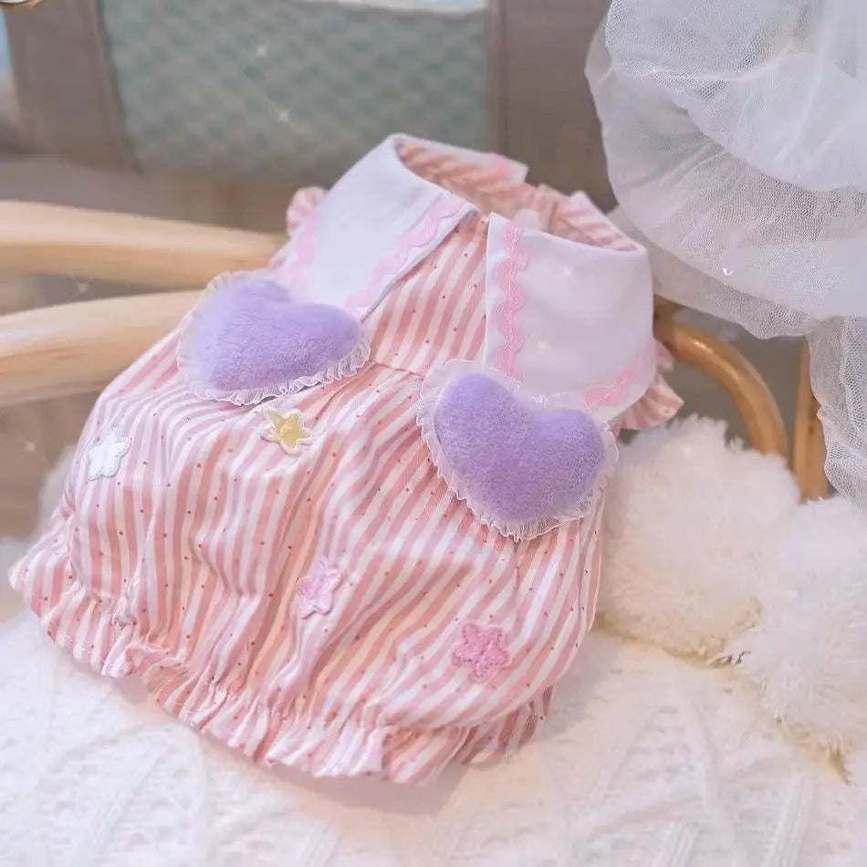 Summer Dog Cat Clothes For Small Dogs Bubble Puppy Princess Striped Dress Cats Kitten Rabbit Clothing Pet Supplies