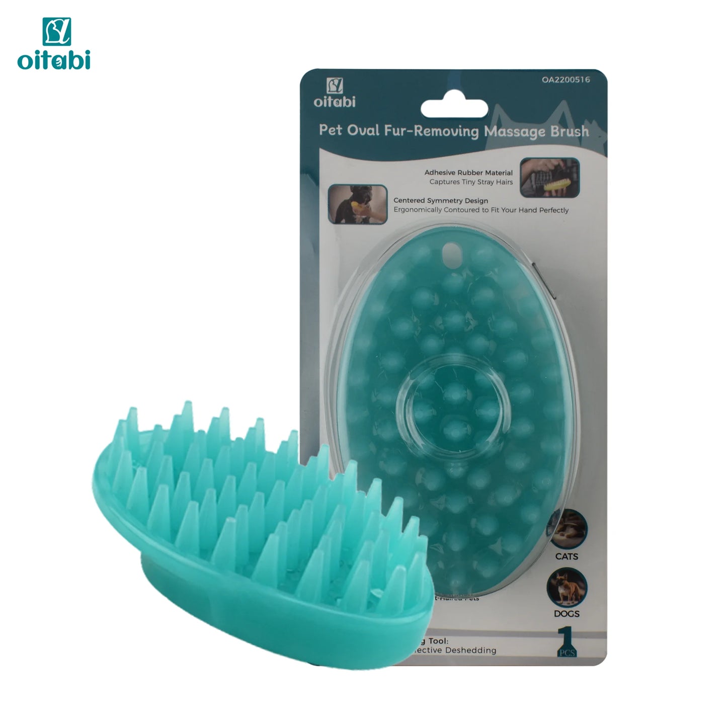Oitabi Soft Rubber Pet Brush for Short Hair Dog & Cat Grooming Bathing Massaging Deshedding Multi-Function Wet or Dry Pets Brush