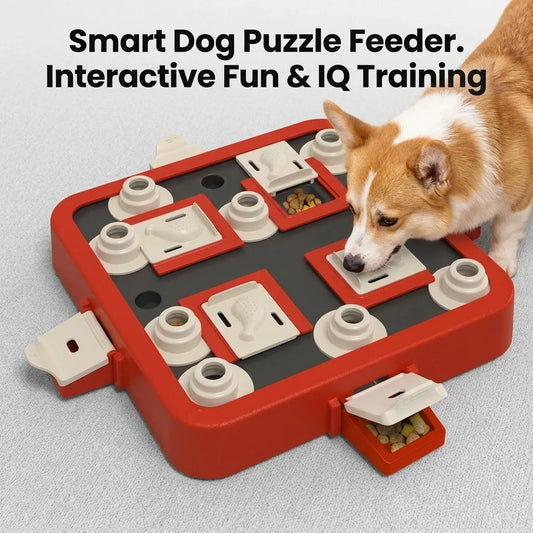 Dog Puzzle Feeder, Interactive Slow Feeder Toy for IQ Training and Mental Stimulation, Pet Treat Dispenser Brain Game for Boredom Relief, Durable Anti-Choke Feeding Tray for Small Medium Large Dogs