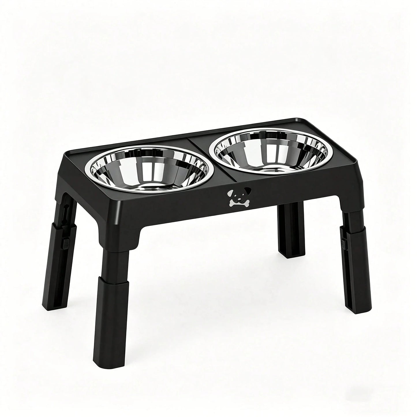 Steel Elevated Dog Bowls, AntiSlip Raised Pet Feeder For Large Dogs, Adjustable Height Food Water Bowls