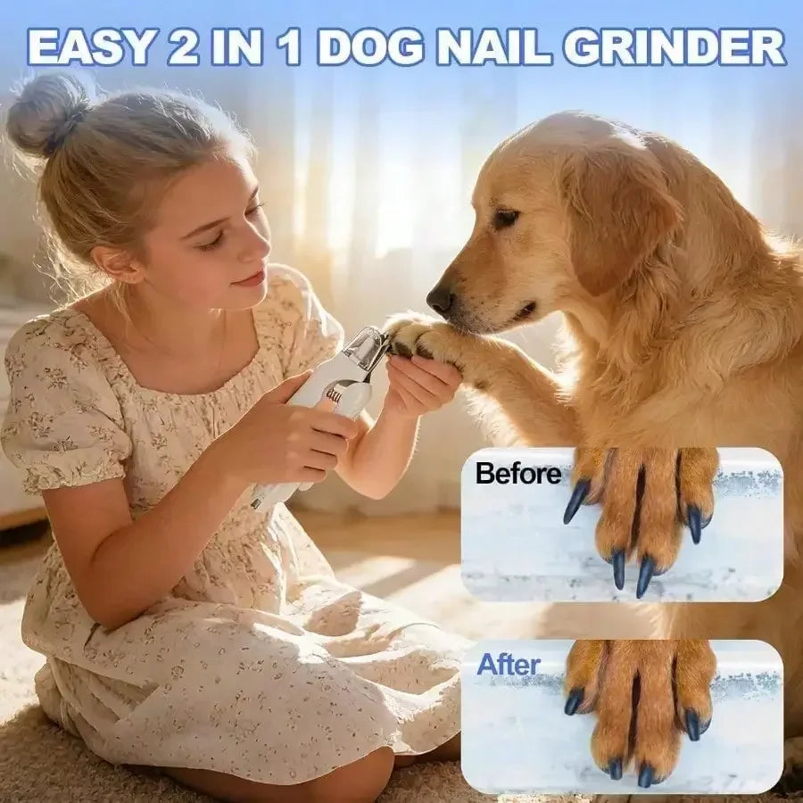 New Model 2‑In‑1 Dog Nail Clippers With Lights ‑ Electric Pet Nail Grinder Quiet, Suitable For Small Large Dogs And Cats, Led Prevents Over‑Cutting, Usb‑C Rechargeable Safety Protection Grooming Kit For Black Nails