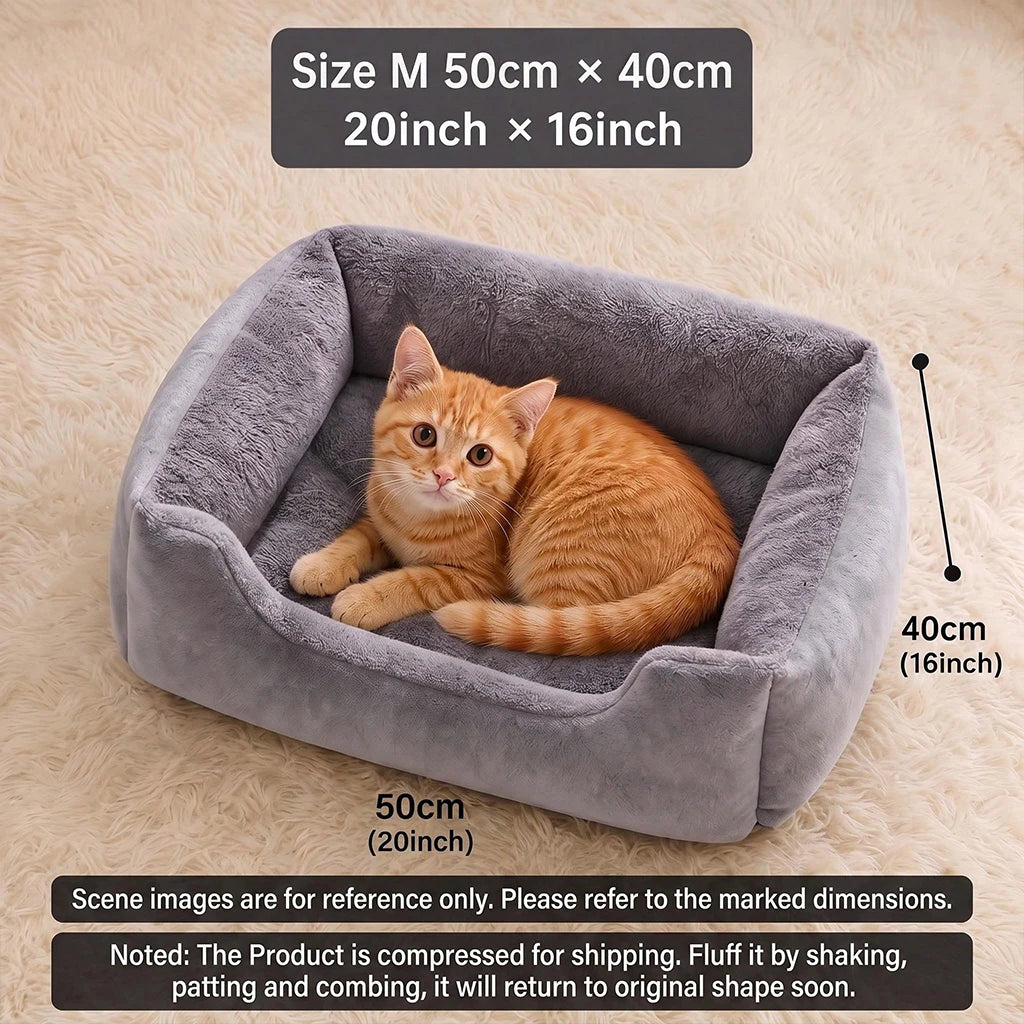 Pet Bed Winter Warm Plush, Soft Fluffy Dog Sofa with Raised Edges, Orthopedic Puppy Sleeping Mat for Small Medium Large Pet