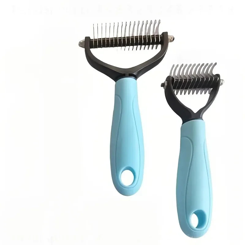 2 Pack Random Color Stainless Steel Pet Dematting Comb Double‑Sided Pin Grooming Brush Efficient Hair Remover For Cats Dogs Knot Tangle Remover Pet Hair Care Tool