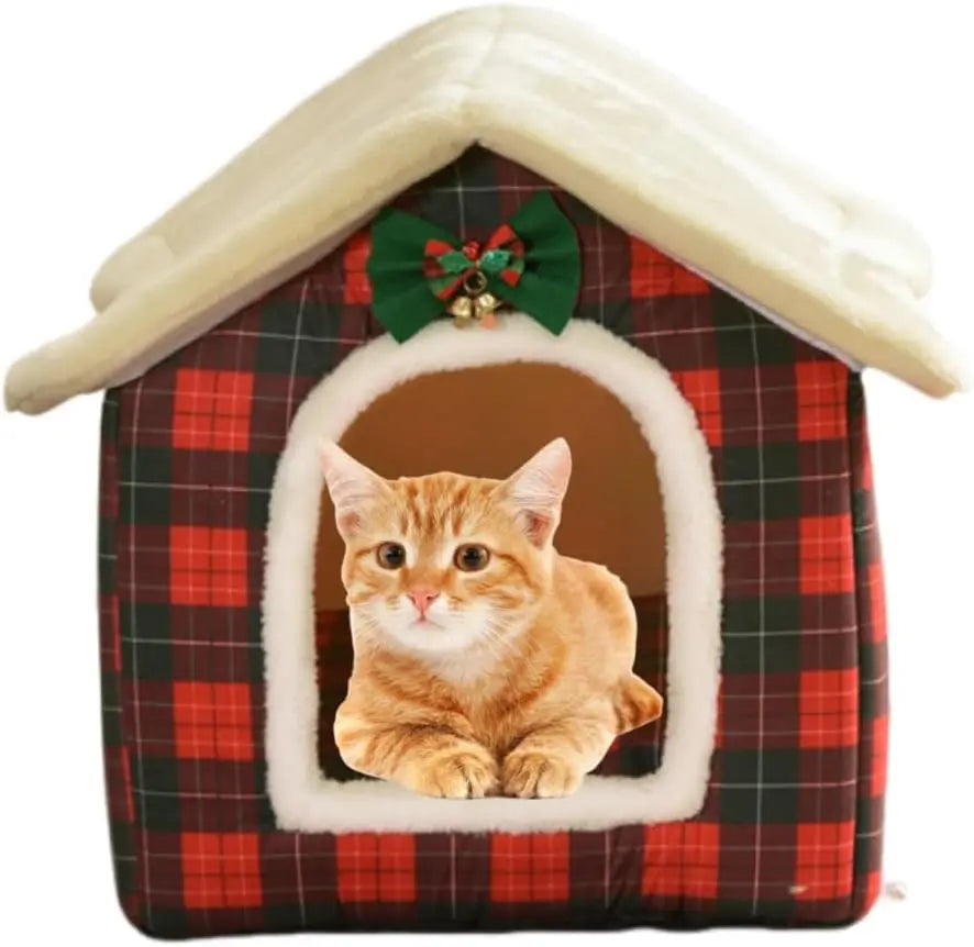 Cat Beds for Indoor Cats Small Dog,Cute Bear Cat Bed Cave Cat House