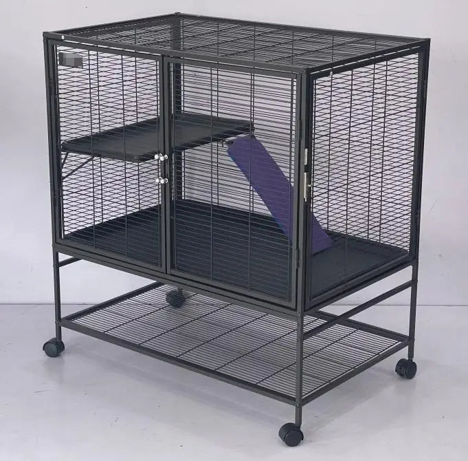 Multi-Level Metal Small Animal Cage for Ferrets, Hamsters, Chinchillas, Rabbits, Guinea Pigs, Hedgehogs, Gerbils Removable Tray & Ramp, Lockable, BPA-Free
