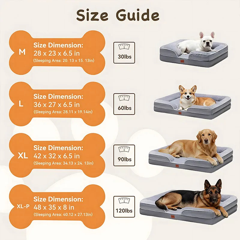 Egg-shaped Memory Foam Four Season Square Waterproof Large Cat / Dog Bed Soft Thickened Pet Sofa Cushion Large / Medium / Small Size with Removable Cover for Easy Washing Non-slip Base Durable and Resistant To Chewing Protect