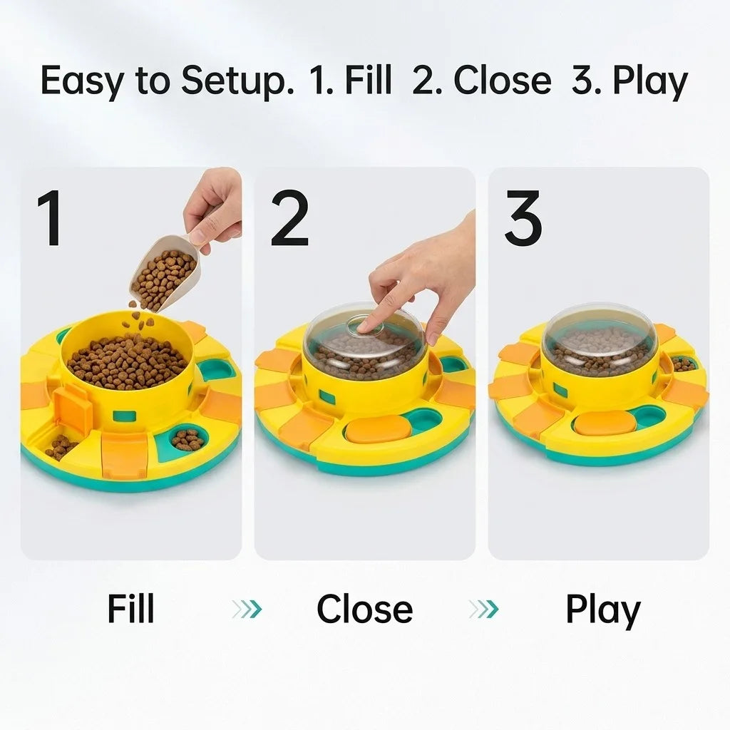 Dog Puzzle Toy, Interactive Slow Feeder for IQ Training and Mental Stimulation, Press & Slide Food Dispenser Disc with Level 1 & 2 Difficulty, Fun Enrichment Toy for Small Medium Large Dogs