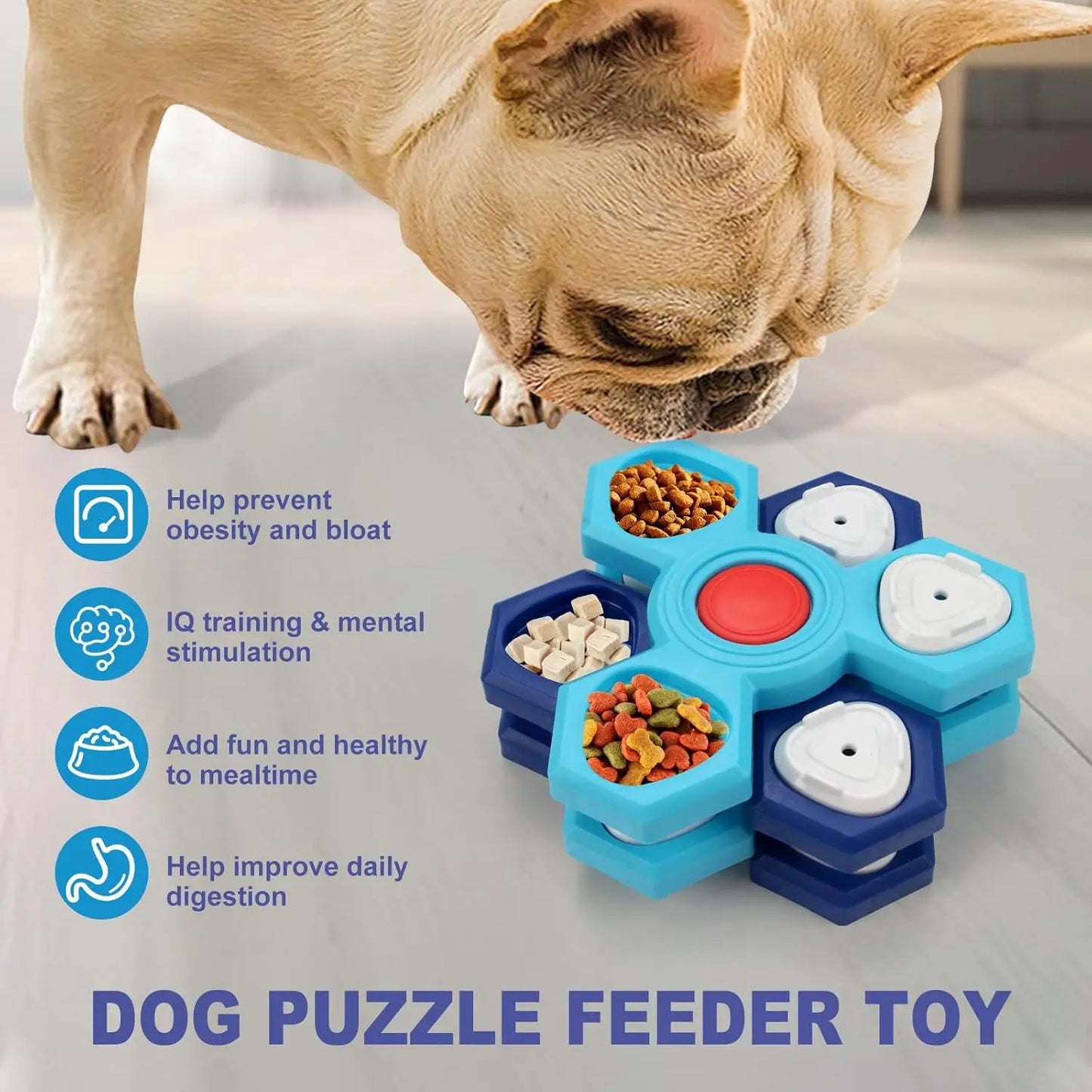 4 Layer Interactive Slow Feeder Dog Bowl - Multi-Layer Rotating Puzzle Toy For Mental Stimulation, Non-Slip Design Fits Small/Medium/Large Dogs