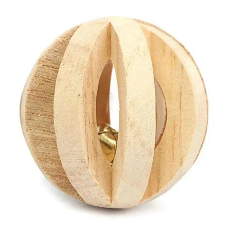 Cute Small Pet Chew Toy Natural Pine Wood Roller Dumbbell Unicycle With Bell Molar Play Toy For Rabbit Guinea Pig Rat Enrichment Supplies