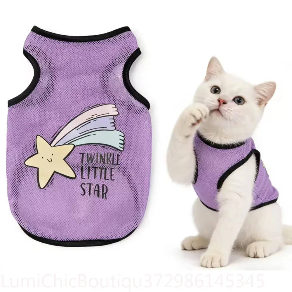 Lightweight Mesh Cooling Dog Shirt Sleeveless Sun‑Protection Breathable Pet Vest For Small Boy Dogs Cats Summer Outdoor Pet Supply