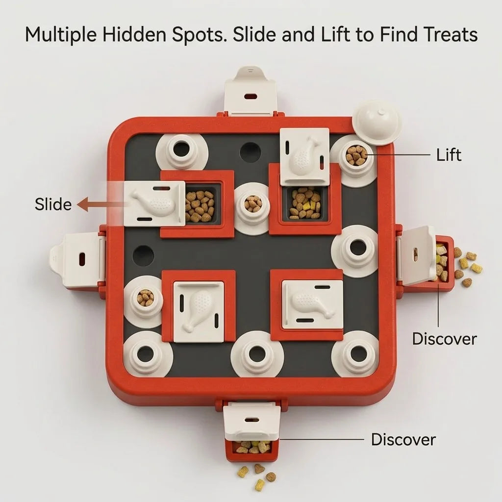 Dog Puzzle Feeder, Interactive Slow Feeder Toy for IQ Training and Mental Stimulation, Pet Treat Dispenser Brain Game for Boredom Relief, Durable Anti-Choke Feeding Tray for Small Medium Large Dogs