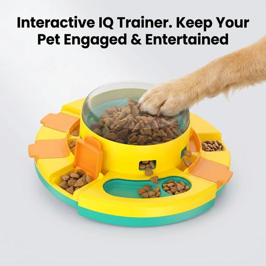 Dog Puzzle Toy, Interactive Slow Feeder for IQ Training and Mental Stimulation, Press & Slide Food Dispenser Disc with Level 1 & 2 Difficulty, Fun Enrichment Toy for Small Medium Large Dogs